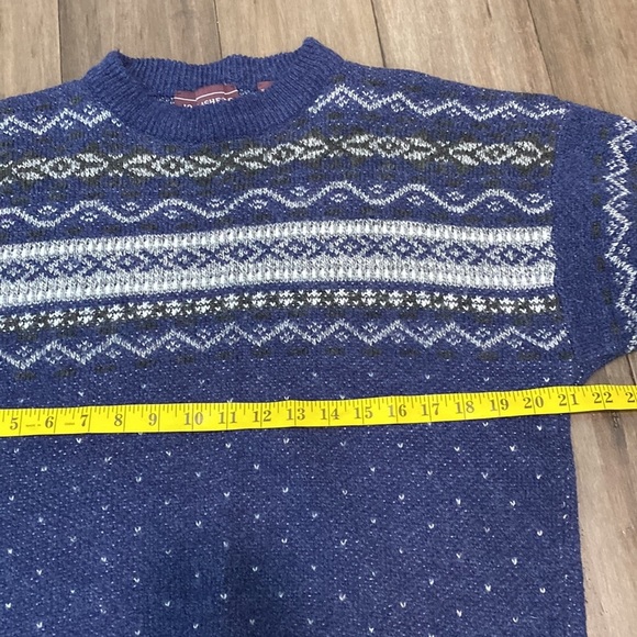 John Ashford made in Italy wool blend sweater fair isle Nordic - Picture 5 of 6